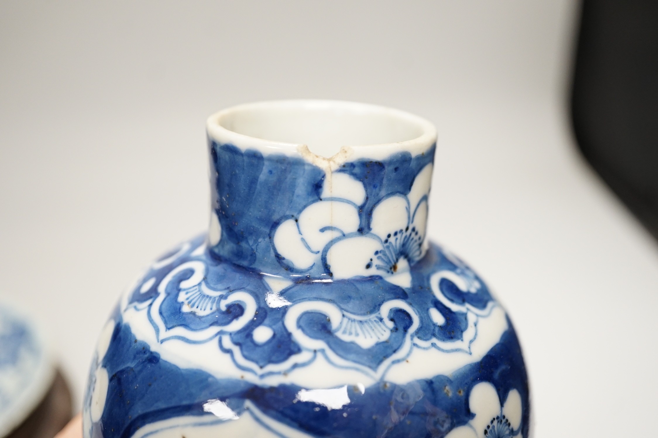 A group of 19th century and later Chinese blue and white porcelain, tallest 31cm
